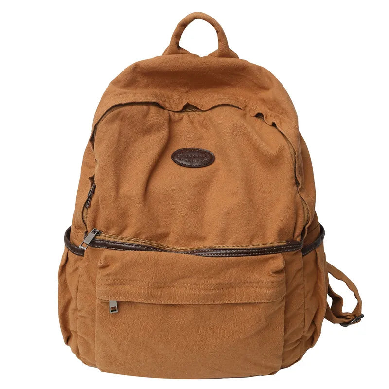 Ladies Male Vintage Green Canvas College Backpack Fashion Female Laptop Girl Travel Boy Leisure Retro Book Men Women School Bags