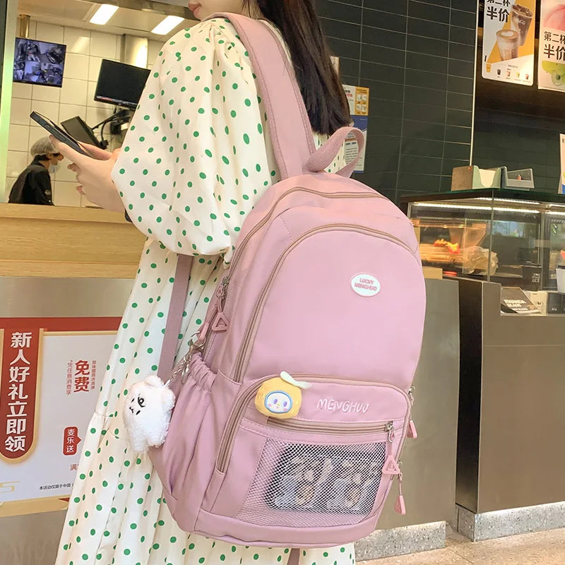 Ladies Mesh Leisure Waterproof Bag Girl Travel Book Backpack Nylon Fashion Female Cute College Backpack Women Laptop School Bags