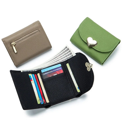Ladies Multi Slot Short Wallet Card Bag Genuine Leather Ultrathin Coin Purse