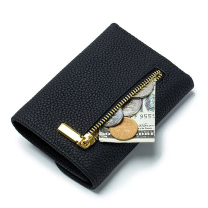 Ladies Multi Slot Short Wallet Card Bag Genuine Leather Ultrathin Coin Purse
