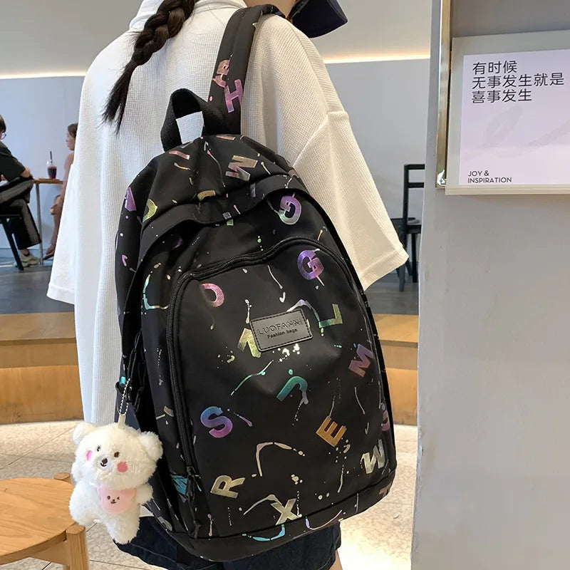 Ladies Nylon High Capacity College Backpack Fashion Female Student Bag Girl Travel Book Laptop Backpack Women Leisure School Bag