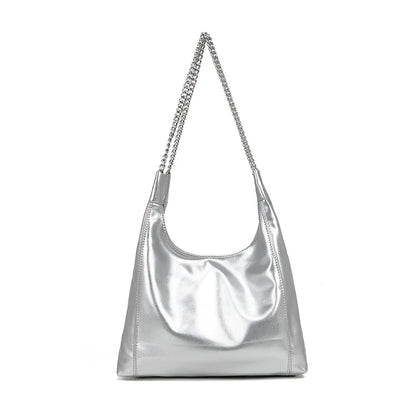 Ladies PU Leather Tote Bag Large Capacity Chain Shoulder Bag Fashion Commuter Women's Bags Underarm Shoulder Bag