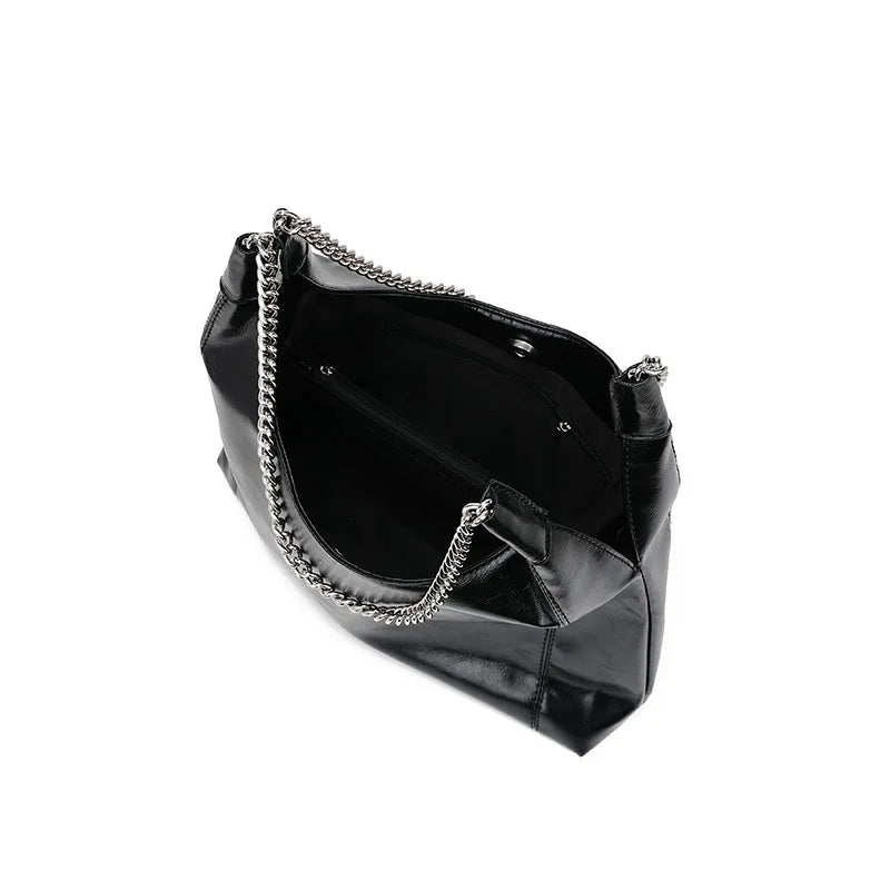 Ladies PU Leather Tote Bag Large Capacity Chain Shoulder Bag Fashion Commuter Women's Bags Underarm Shoulder Bag