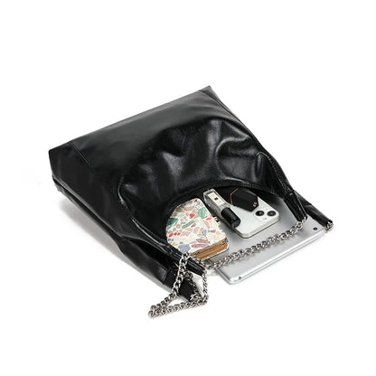 Ladies PU Leather Tote Bag Large Capacity Chain Shoulder Bag Fashion Commuter Women's Bags Underarm Shoulder Bag