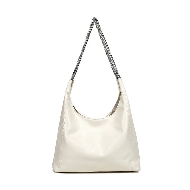 Ladies PU Leather Tote Bag Large Capacity Chain Shoulder Bag Fashion Commuter Women's Bags Underarm Shoulder Bag