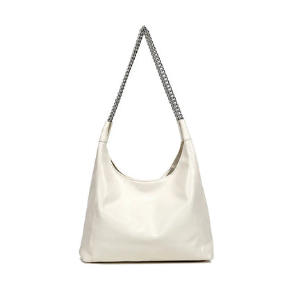 Ladies PU Leather Tote Bag Large Capacity Chain Shoulder Bag Fashion Commuter Women's Bags Underarm Shoulder Bag