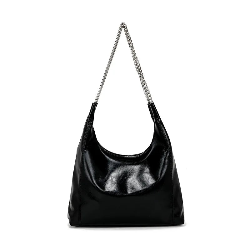 Ladies PU Leather Tote Bag Large Capacity Chain Shoulder Bag Fashion Commuter Women's Bags Underarm Shoulder Bag