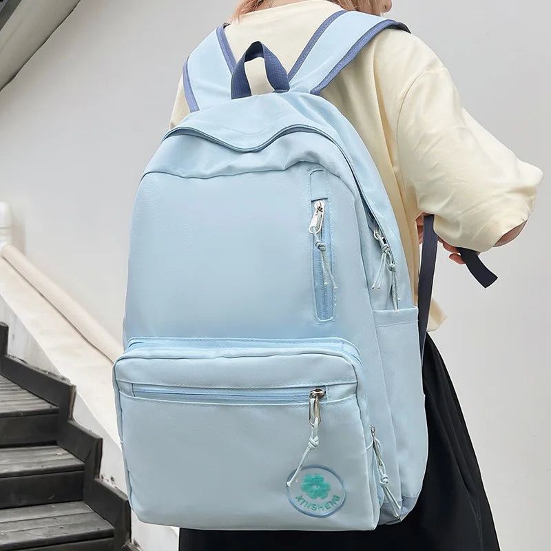 Ladies Pink Book Bag Women Cute Nylon Student Backpack Trendy Cool Female College Laptop Backpack Fashion Kawaii Girl School Bag