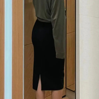 Ladies Simple Pencil Skirts Elegant All-Match High Waist Slim Women Skirts Female Classic Casual Bottoms