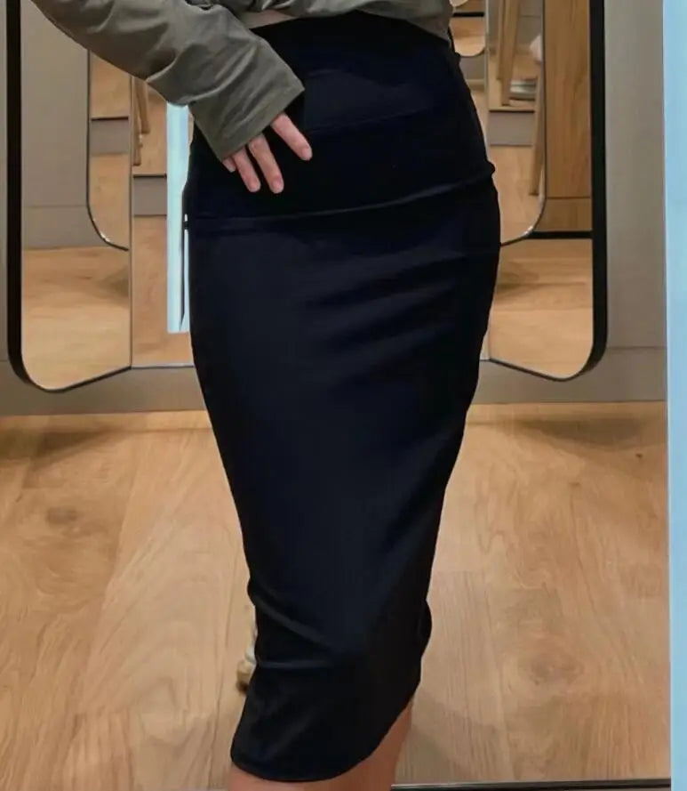 Ladies Simple Pencil Skirts Elegant All-Match High Waist Slim Women Skirts Female Classic Casual Bottoms