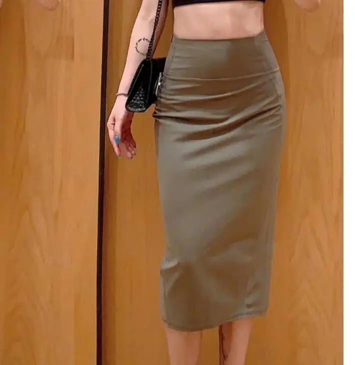 Ladies Simple Pencil Skirts Elegant All-Match High Waist Slim Women Skirts Female Classic Casual Bottoms