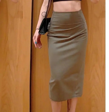 Ladies Simple Pencil Skirts Elegant All-Match High Waist Slim Women Skirts Female Classic Casual Bottoms
