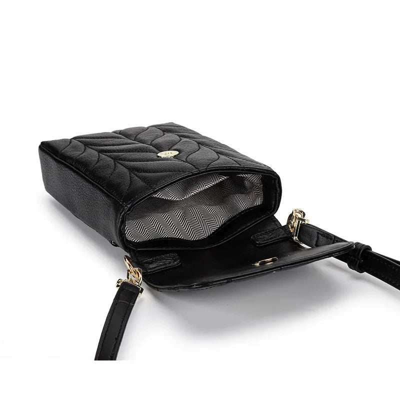 Ladies Small Quilted Genuine Leather Shoulder for Women Cell Phone Purse Sheepskin Crossbody Messenger Bags Sac a Main