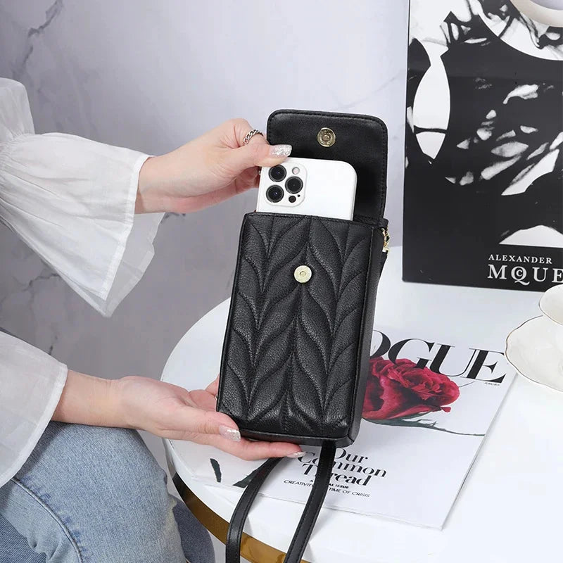 Ladies Small Quilted Genuine Leather Shoulder for Women Cell Phone Purse Sheepskin Crossbody Messenger Bags Sac a Main