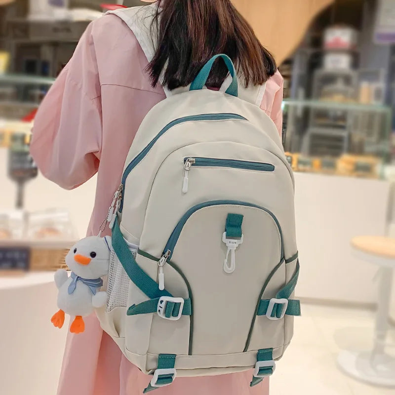 Ladies Waterproof Cute Laptop College Backpack Female Kawaii Trendy Book Bag Women Travel Nylon Backpack Fashion Girl School Bag