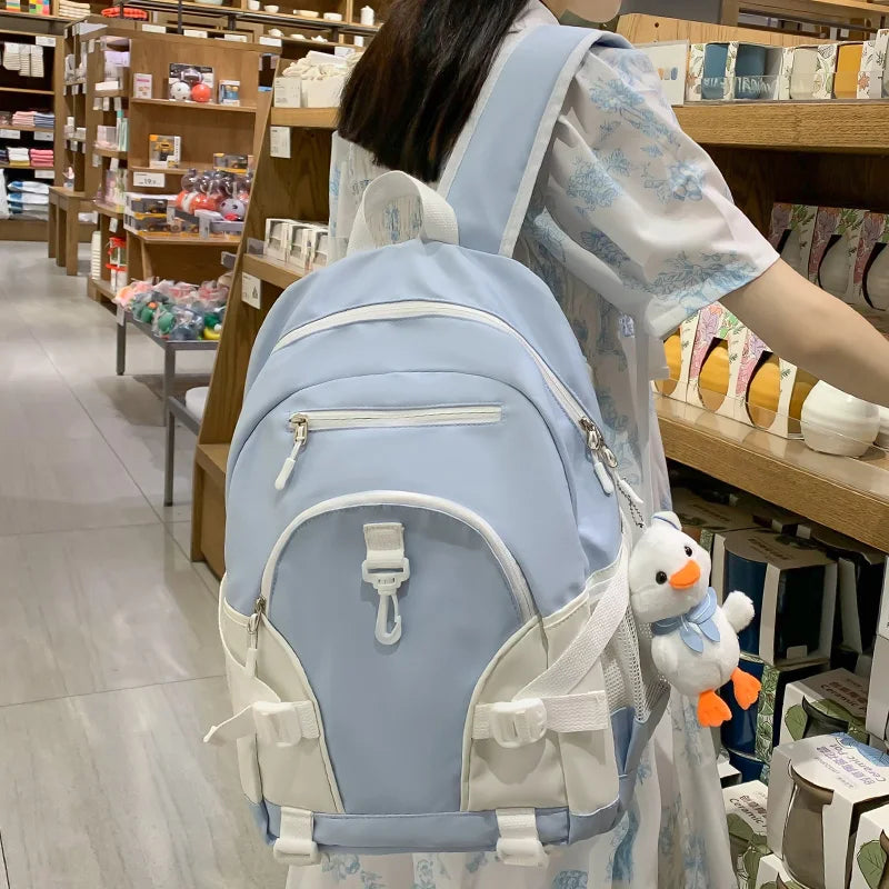 Ladies Waterproof Cute Laptop College Backpack Female Kawaii Trendy Book Bag Women Travel Nylon Backpack Fashion Girl School Bag