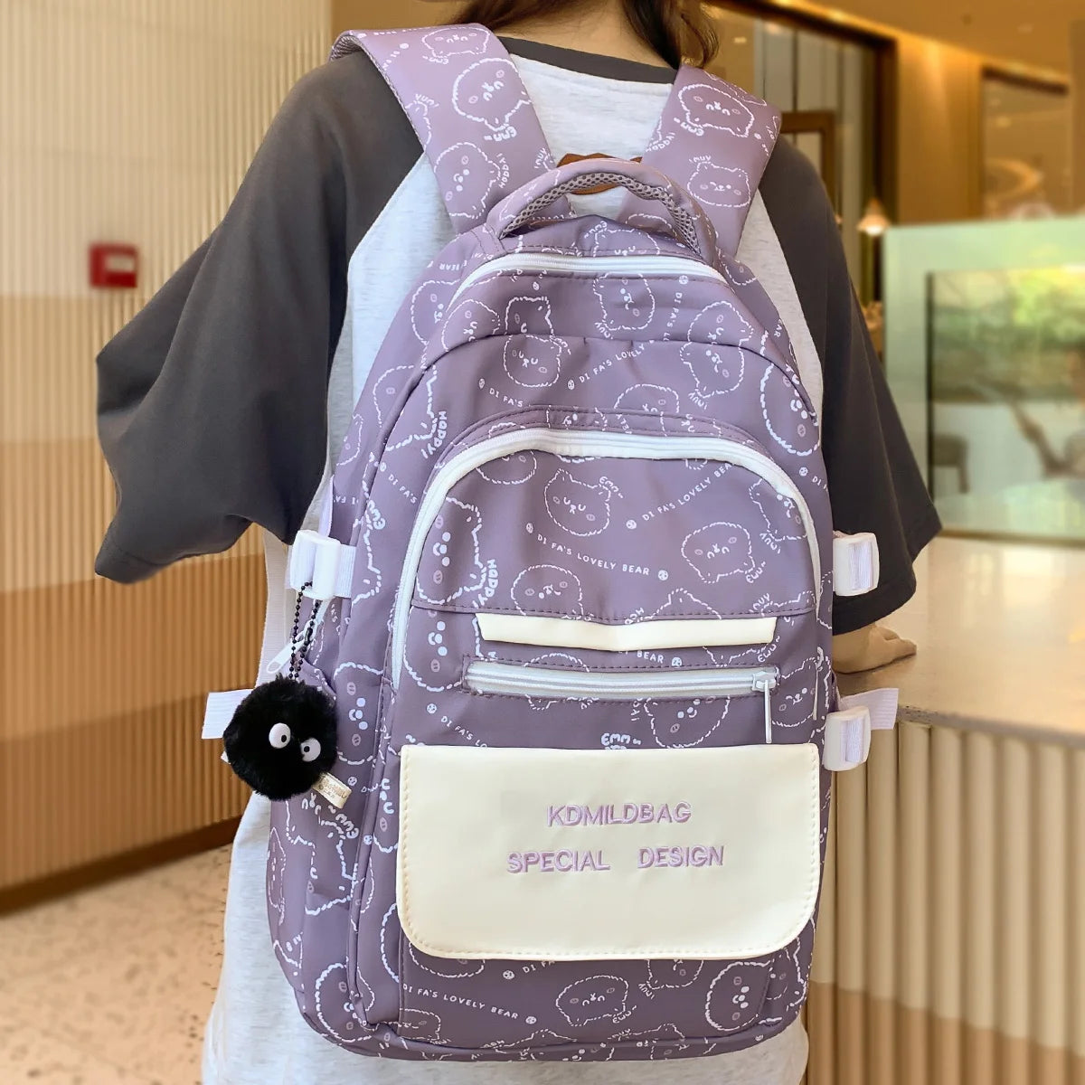 Ladies Waterproof Laptop BookBag Girl Printing Trendy Cute College Backpack Fashion Female Travel School Bags Women Kawaii Nylon