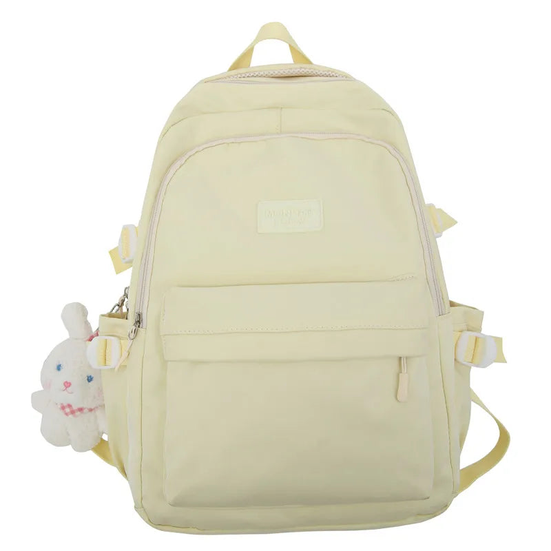 Ladies White Leisure College Backpack Trendy Women Nylon Laptop Book Bag Girl Cute Travel School Bag Fashion Female Cool Student