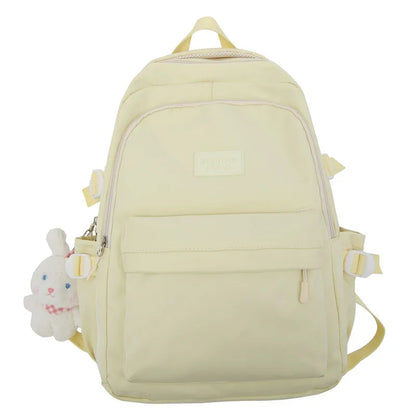 Ladies White Leisure College Backpack Trendy Women Nylon Laptop Book Bag Girl Cute Travel School Bag Fashion Female Cool Student