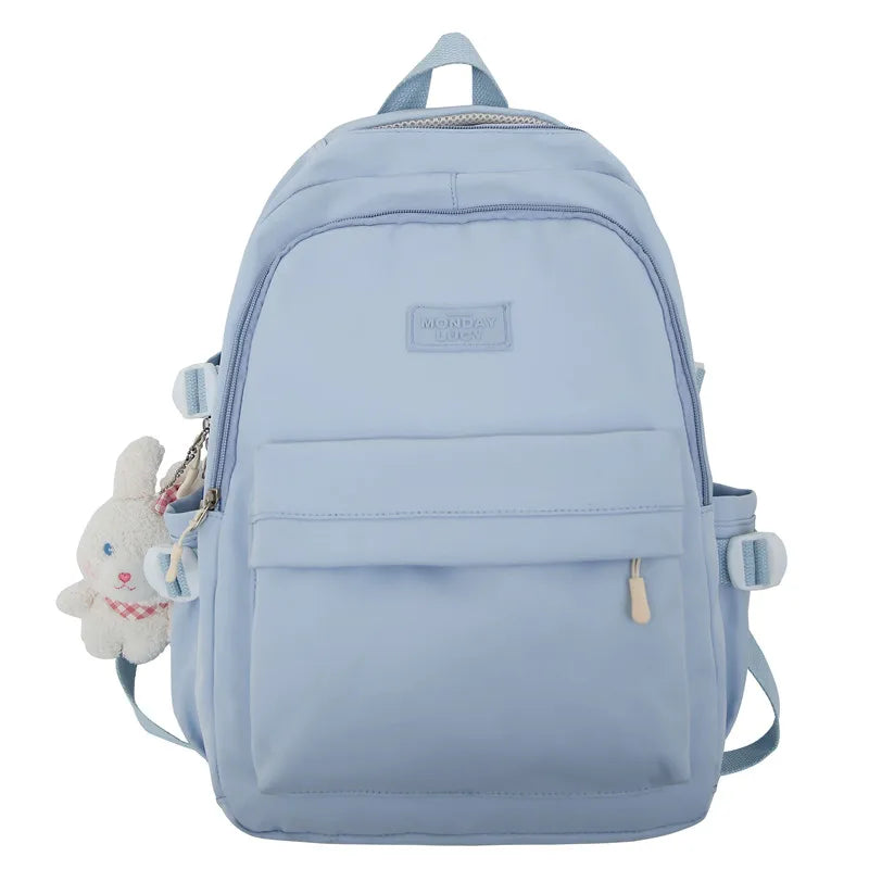 Ladies White Leisure College Backpack Trendy Women Nylon Laptop Book Bag Girl Cute Travel School Bag Fashion Female Cool Student