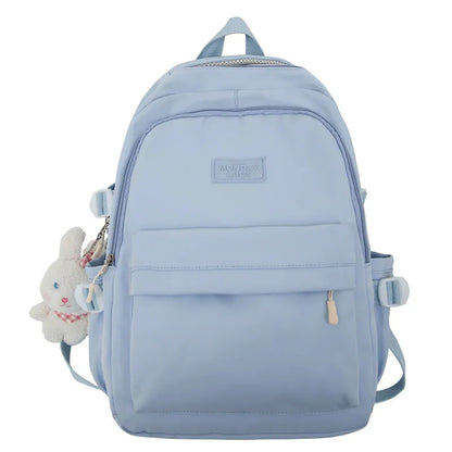Ladies White Leisure College Backpack Trendy Women Nylon Laptop Book Bag Girl Cute Travel School Bag Fashion Female Cool Student