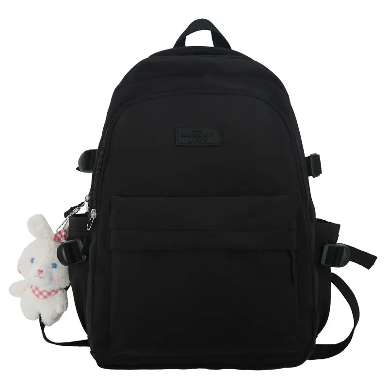 Ladies White Leisure College Backpack Trendy Women Nylon Laptop Book Bag Girl Cute Travel School Bag Fashion Female Cool Student