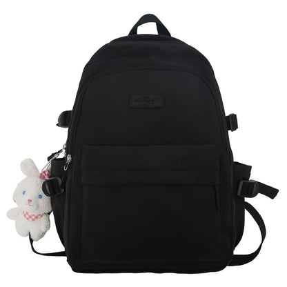 Ladies White Leisure College Backpack Trendy Women Nylon Laptop Book Bag Girl Cute Travel School Bag Fashion Female Cool Student