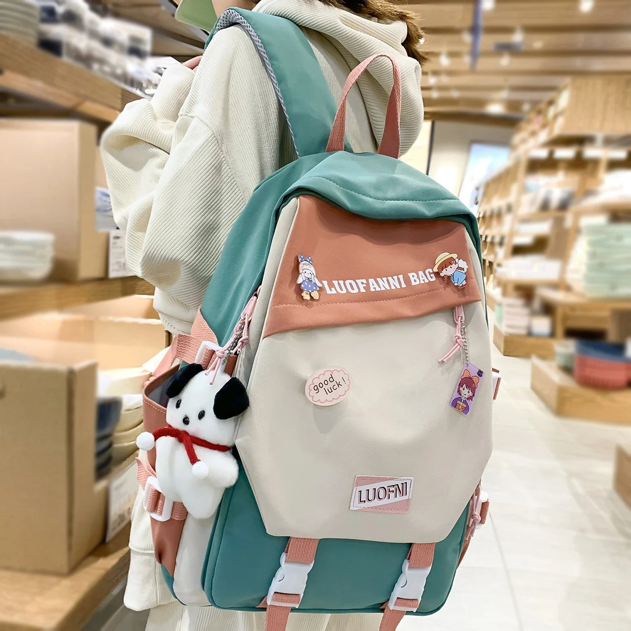 Lady Badge Kawaii Women Waterproof Laptop Book SchoolBag Girl Nylon Student Backpack Fashion Female Travel College Backpack Cute