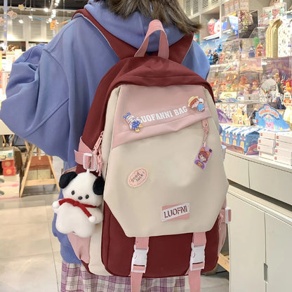 Lady Badge Kawaii Women Waterproof Laptop Book SchoolBag Girl Nylon Student Backpack Fashion Female Travel College Backpack Cute