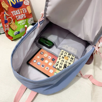 Lady Badge Kawaii Women Waterproof Laptop Book SchoolBag Girl Nylon Student Backpack Fashion Female Travel College Backpack Cute