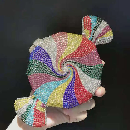 Lady Colorful Diamond Wedding Purse Elegant 100% Handmade Cross body Handbags Large Capacity Lady Phone Clutches Mini Minaudiere