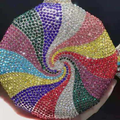 Lady Colorful Diamond Wedding Purse Elegant 100% Handmade Cross body Handbags Large Capacity Lady Phone Clutches Mini Minaudiere