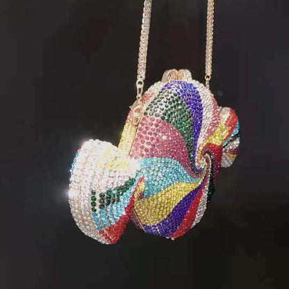 Lady Colorful Diamond Wedding Purse Elegant 100% Handmade Cross body Handbags Large Capacity Lady Phone Clutches Mini Minaudiere