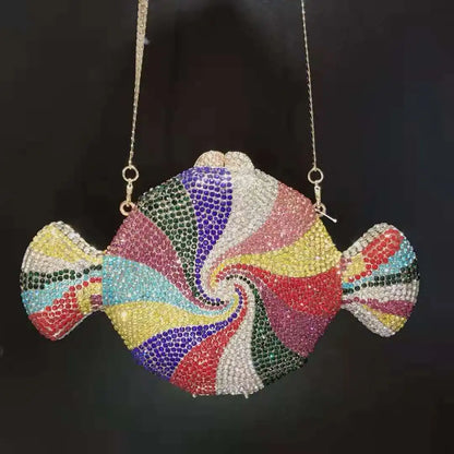 Lady Colorful Diamond Wedding Purse Elegant 100% Handmade Cross body Handbags Large Capacity Lady Phone Clutches Mini Minaudiere