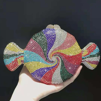Lady Colorful Diamond Wedding Purse Elegant 100% Handmade Cross body Handbags Large Capacity Lady Phone Clutches Mini Minaudiere