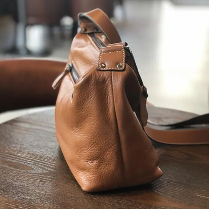 Lady Cowhide large capacity single shoulder bag leather crossbody  travel  Casual Soft Hobo Female Messenger Real Skin Handbag