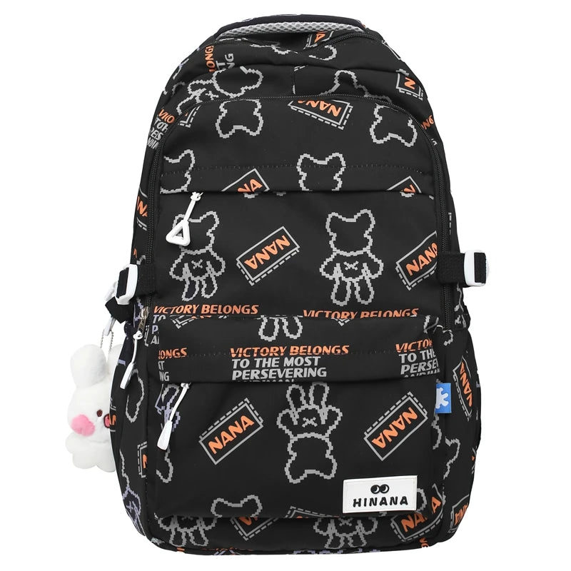 Lady Cute Cow Print Nylon Laptop College Backpack Girl Waterproof Kawaii Cartoon Book Bag Women Travel SchoolBag Student Fashion