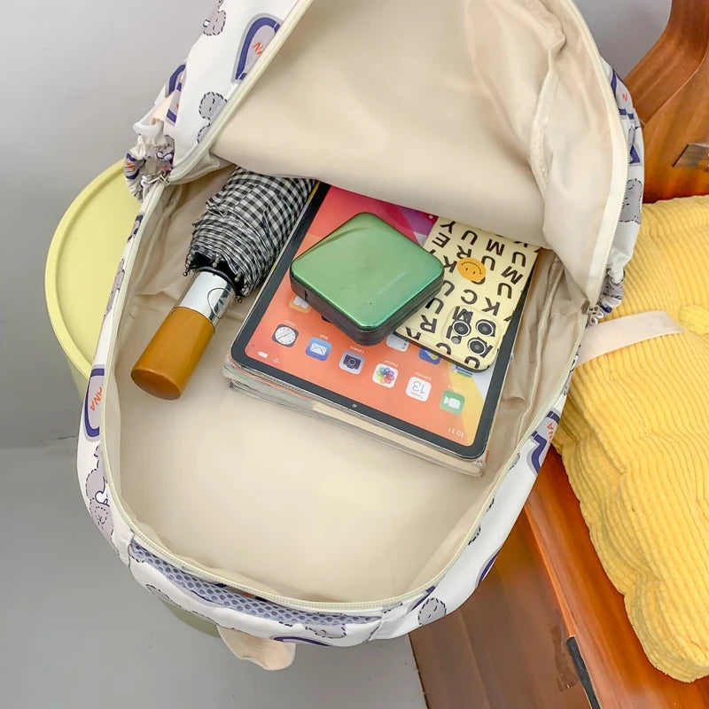 Lady Cute Cow Print Nylon Laptop College Backpack Girl Waterproof Kawaii Cartoon Book Bag Women Travel SchoolBag Student Fashion