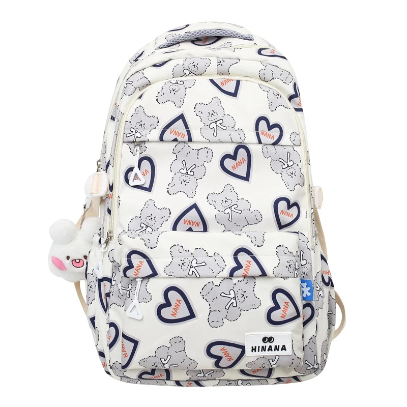 Lady Cute Cow Print Nylon Laptop College Backpack Girl Waterproof Kawaii Cartoon Book Bag Women Travel SchoolBag Student Fashion