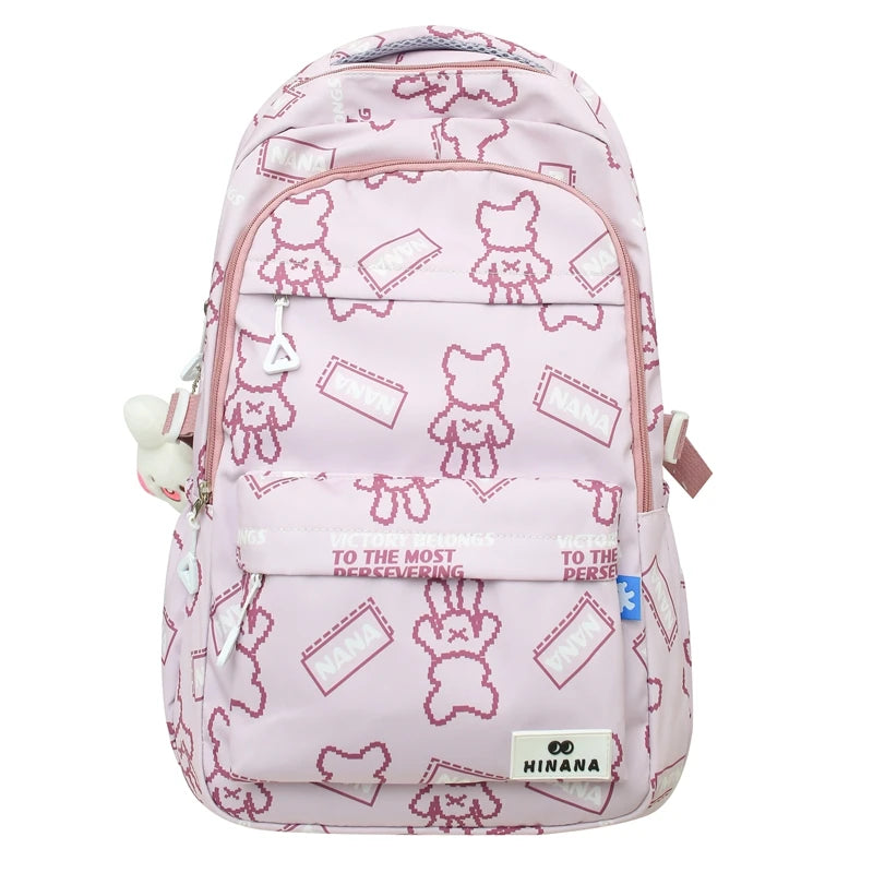 Lady Cute Cow Print Nylon Laptop College Backpack Girl Waterproof Kawaii Cartoon Book Bag Women Travel SchoolBag Student Fashion