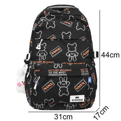 Lady Cute Cow Print Nylon Laptop College Backpack Girl Waterproof Kawaii Cartoon Book Bag Women Travel SchoolBag Student Fashion