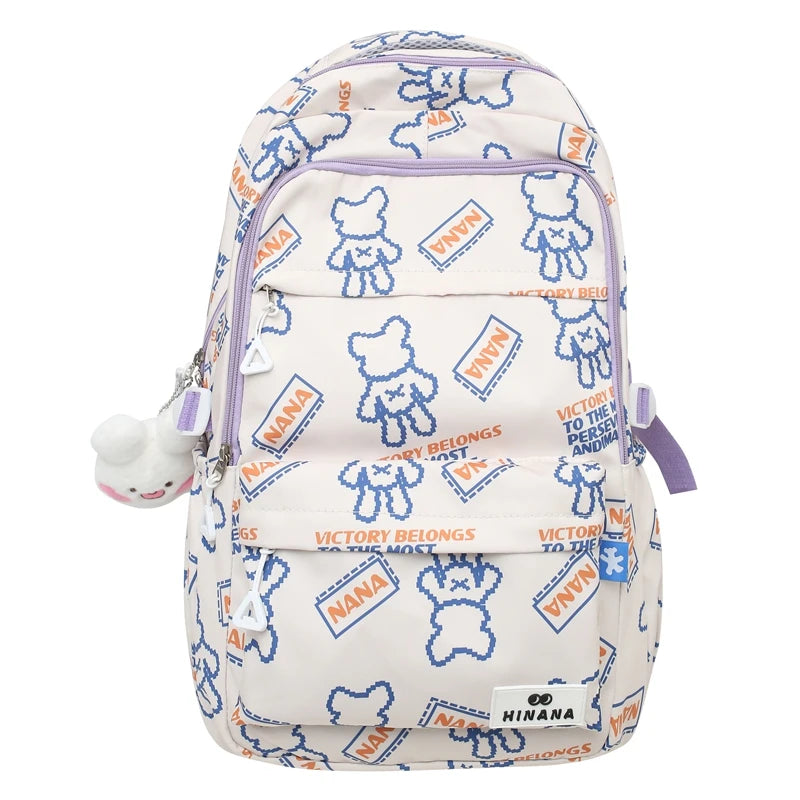 Lady Cute Cow Print Nylon Laptop College Backpack Girl Waterproof Kawaii Cartoon Book Bag Women Travel SchoolBag Student Fashion