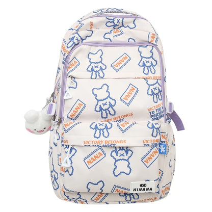 Lady Cute Cow Print Nylon Laptop College Backpack Girl Waterproof Kawaii Cartoon Book Bag Women Travel SchoolBag Student Fashion