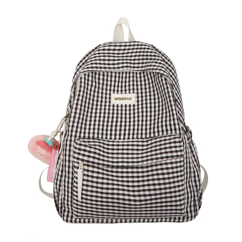 Lady Cute Laptop Plaid Fashion Teen Female Travel Book Bag Student Trendy Women Lattice College Backpack Girl Leisure School Bag
