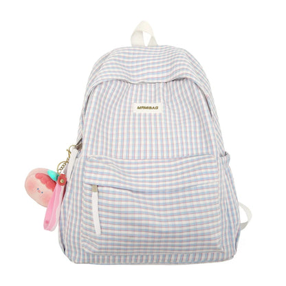 Lady Cute Laptop Plaid Fashion Teen Female Travel Book Bag Student Trendy Women Lattice College Backpack Girl Leisure School Bag