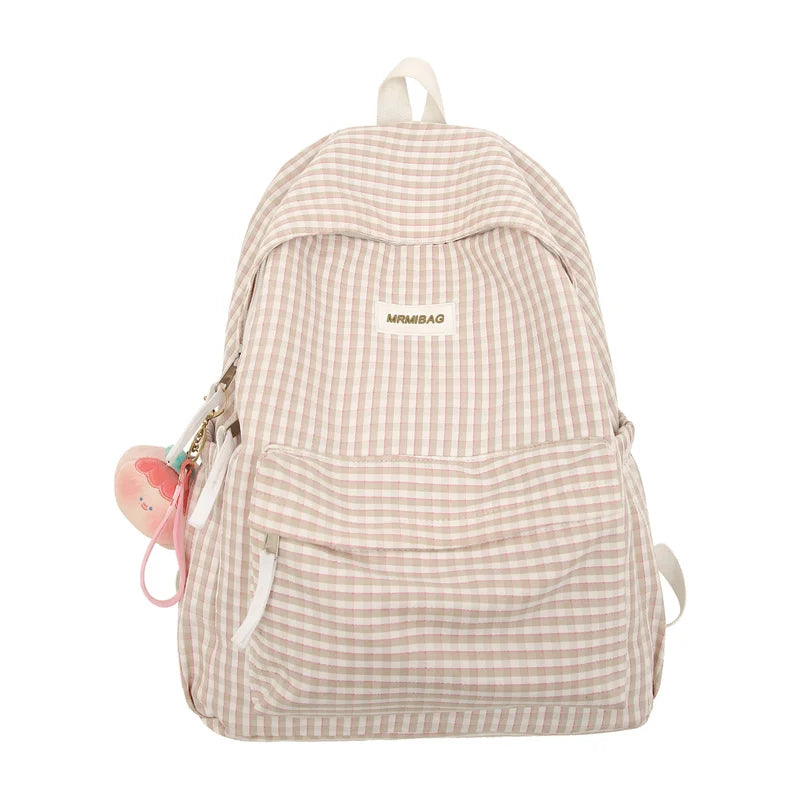 Lady Cute Laptop Plaid Fashion Teen Female Travel Book Bag Student Trendy Women Lattice College Backpack Girl Leisure School Bag