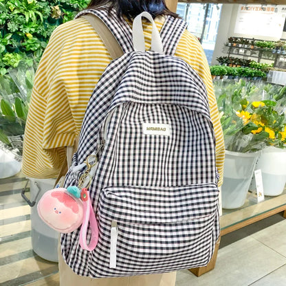 Lady Cute Plaid Book Fashion Female Travel College Backpack Girl Kawaii Nylon Lattice Leisure Backpack Women Laptop Student Bags