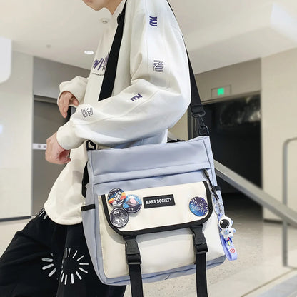 Lady Design Shoulder Bag Messenger Travel Women Fashion Men High School Girls Crossbody Bag Boy Badge High Capacity Handbag Teen