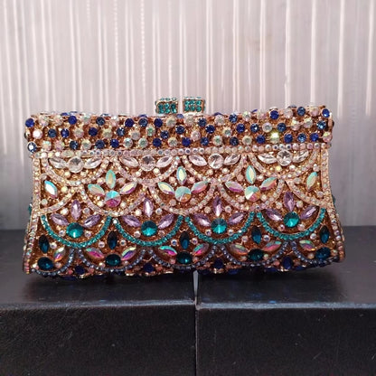 Lady Diamond Clutch Purses Female Stones Handbags Luxury Gold Crystal Rhinestone Evening Clutches Purse Women Wedding Party Bag