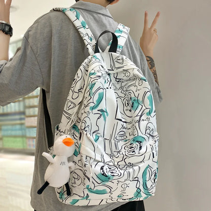 Lady Fashion Graffiti Backpack Waterproof Women Book Boy Bags Female Laptop Nylon Men Backpack Girl Student Male School Bag Cool